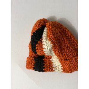 Handmade Crochet Bengals Inspired Orange Black White Beanie Game Day Hat